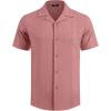 imageCOOFANDY Guayabera Shirts for Men Cuban Short Sleeve Button Down Summer Shirts Linen ShirtsPink