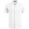 imageCOOFANDY Guayabera Shirts for Men Cuban Short Sleeve Button Down Summer Shirts Linen ShirtsWhite