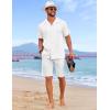 imageCOOFANDY Guayabera Shirts for Men Cuban Short Sleeve Button Down Summer Shirts Linen ShirtsWhite