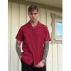 imageCOOFANDY Guayabera Shirts for Men Cuban Short Sleeve Button Down Summer Shirts Linen ShirtsWine Red