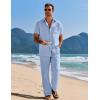 imageCOOFANDY Mens 2 Piece Casual Beach Outfits Short Sleeve Button Down Shirts Summer Loose Pant Sets Vacation Walking OutfitsLight Blue