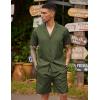 imageCOOFANDY Mens 2 Piece Short Set Guayabera Button Down Shirt Casual Summer Beach OutfitsArmy Green