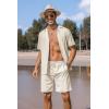 imageCOOFANDY Mens 2 Piece Short Set Guayabera Button Down Shirt Casual Summer Beach OutfitsBeige