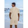 imageCOOFANDY Mens 2 Piece Short Set Guayabera Button Down Shirt Casual Summer Beach OutfitsBeige