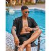 imageCOOFANDY Mens 2 Piece Short Set Guayabera Button Down Shirt Casual Summer Beach OutfitsBlack