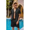 imageCOOFANDY Mens 2 Piece Short Set Guayabera Button Down Shirt Casual Summer Beach OutfitsBlack