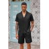 imageCOOFANDY Mens 2 Piece Short Set Guayabera Button Down Shirt Casual Summer Beach OutfitsBlack