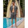 imageCOOFANDY Mens 2 Piece Short Set Guayabera Button Down Shirt Casual Summer Beach OutfitsDark Grey