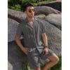 imageCOOFANDY Mens 2 Piece Short Set Guayabera Button Down Shirt Casual Summer Beach OutfitsDark Grey