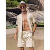 imageCOOFANDY Mens 2 Piece Short Set Guayabera Button Down Shirt Casual Summer Beach OutfitsKhaki