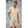 imageCOOFANDY Mens 2 Piece Short Set Guayabera Button Down Shirt Casual Summer Beach OutfitsKhaki