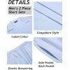 imageCOOFANDY Mens 2 Piece Short Set Guayabera Button Down Shirt Casual Summer Beach OutfitsLight Blue