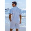 imageCOOFANDY Mens 2 Piece Short Set Guayabera Button Down Shirt Casual Summer Beach OutfitsLight Blue