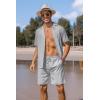 imageCOOFANDY Mens 2 Piece Short Set Guayabera Button Down Shirt Casual Summer Beach OutfitsLight Gray