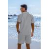 imageCOOFANDY Mens 2 Piece Short Set Guayabera Button Down Shirt Casual Summer Beach OutfitsLight Gray