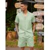 imageCOOFANDY Mens 2 Piece Short Set Guayabera Button Down Shirt Casual Summer Beach OutfitsLight Green