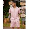 imageCOOFANDY Mens 2 Piece Short Set Guayabera Button Down Shirt Casual Summer Beach OutfitsPink