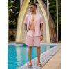 imageCOOFANDY Mens 2 Piece Short Set Guayabera Button Down Shirt Casual Summer Beach OutfitsPink