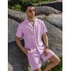imageCOOFANDY Mens 2 Piece Short Set Guayabera Button Down Shirt Casual Summer Beach OutfitsPurple