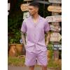 imageCOOFANDY Mens 2 Piece Short Set Guayabera Button Down Shirt Casual Summer Beach OutfitsPurple