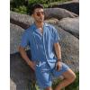 imageCOOFANDY Mens 2 Piece Short Set Guayabera Button Down Shirt Casual Summer Beach OutfitsRoyal Blue