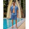 imageCOOFANDY Mens 2 Piece Short Set Guayabera Button Down Shirt Casual Summer Beach OutfitsRoyal Blue