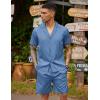 imageCOOFANDY Mens 2 Piece Short Set Guayabera Button Down Shirt Casual Summer Beach OutfitsRoyal Blue