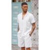imageCOOFANDY Mens 2 Piece Short Set Guayabera Button Down Shirt Casual Summer Beach OutfitsWhite