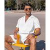 imageCOOFANDY Mens 2 Piece Short Set Guayabera Button Down Shirt Casual Summer Beach OutfitsWhite