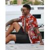 imageCOOFANDY Mens 2 Piece Summer Beach Outfits Tropical Short Sleeve Button Down Shirts and Shorts Hawaiian Vacation SetsRed Tropical Leaf