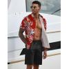 imageCOOFANDY Mens 2 Piece Summer Beach Outfits Tropical Short Sleeve Button Down Shirts and Shorts Hawaiian Vacation SetsRed Tropical Leaf