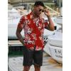 imageCOOFANDY Mens 2 Piece Summer Beach Outfits Tropical Short Sleeve Button Down Shirts and Shorts Hawaiian Vacation SetsRed Tropical Leaf