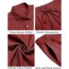 imageCOOFANDY Mens 2 Pieces Cotton Linen Set Short Sleeve Button Down Shirts Summer Beach Shorts Casual OutfitsCrimson