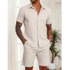imageCOOFANDY Mens 2 Pieces Cotton Linen Set Short Sleeve Button Down Shirts Summer Beach Shorts Casual OutfitsShallow Coffee