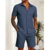imageCOOFANDY Mens 2 Pieces Cotton Linen Set Short Sleeve Button Down Shirts Summer Beach Shorts Casual OutfitsViolets