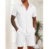 imageCOOFANDY Mens 2 Pieces Cotton Linen Set Short Sleeve Button Down Shirts Summer Beach Shorts Casual OutfitsWhite