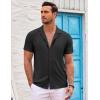 imageCOOFANDY Mens Beach Shirt Short Sleeve Button Down Shirts Casual Cuban Collared Summer Vacation Tropical ShirtsBlack