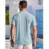 imageCOOFANDY Mens Beach Shirt Short Sleeve Button Down Shirts Casual Cuban Collared Summer Vacation Tropical ShirtsLight Blue