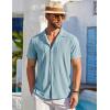 imageCOOFANDY Mens Beach Shirt Short Sleeve Button Down Shirts Casual Cuban Collared Summer Vacation Tropical ShirtsLight Blue