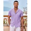 imageCOOFANDY Mens Beach Shirt Short Sleeve Button Down Shirts Casual Cuban Collared Summer Vacation Tropical ShirtsLight Purple