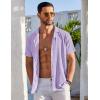 imageCOOFANDY Mens Beach Shirt Short Sleeve Button Down Shirts Casual Cuban Collared Summer Vacation Tropical ShirtsLight Purple