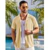 imageCOOFANDY Mens Beach Shirt Short Sleeve Button Down Shirts Casual Cuban Collared Summer Vacation Tropical ShirtsLight Yellow