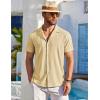 imageCOOFANDY Mens Beach Shirt Short Sleeve Button Down Shirts Casual Cuban Collared Summer Vacation Tropical ShirtsLight Yellow