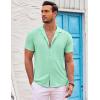 imageCOOFANDY Mens Beach Shirt Short Sleeve Button Down Shirts Casual Cuban Collared Summer Vacation Tropical ShirtsMint Green