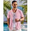 imageCOOFANDY Mens Beach Shirt Short Sleeve Button Down Shirts Casual Cuban Collared Summer Vacation Tropical ShirtsPattern 2pink