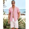 imageCOOFANDY Mens Beach Shirt Short Sleeve Button Down Shirts Casual Cuban Collared Summer Vacation Tropical ShirtsPink