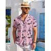 imageCOOFANDY Mens Beach Shirt Short Sleeve Button Down Shirts Casual Cuban Collared Summer Vacation Tropical ShirtsPinkcoco