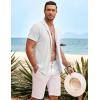 imageCOOFANDY Mens Beach Shirt Short Sleeve Button Down Shirts Casual Cuban Collared Summer Vacation Tropical ShirtsWhite