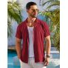 imageCOOFANDY Mens Beach Shirt Short Sleeve Button Down Shirts Casual Cuban Collared Summer Vacation Tropical ShirtsWine Red