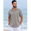 imageCOOFANDY Mens Beach Summer Shirts Linen Texture Shirts Short Sleeve Casual Button Down ShirtLight Gray